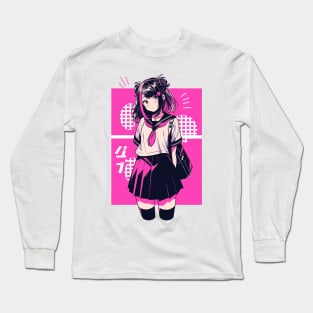 Kawaii Anime School Girl Long Sleeve T-Shirt